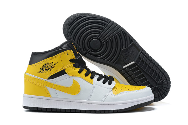 Men's Running Weapon Air Jordan 1 Yellow/White Shoes 0140